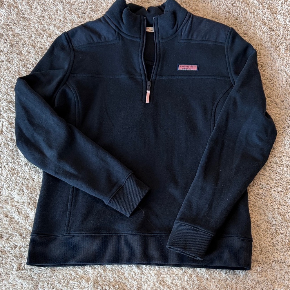 Vineyard Vines Navy Half-Zip Pullover with Pink Logo